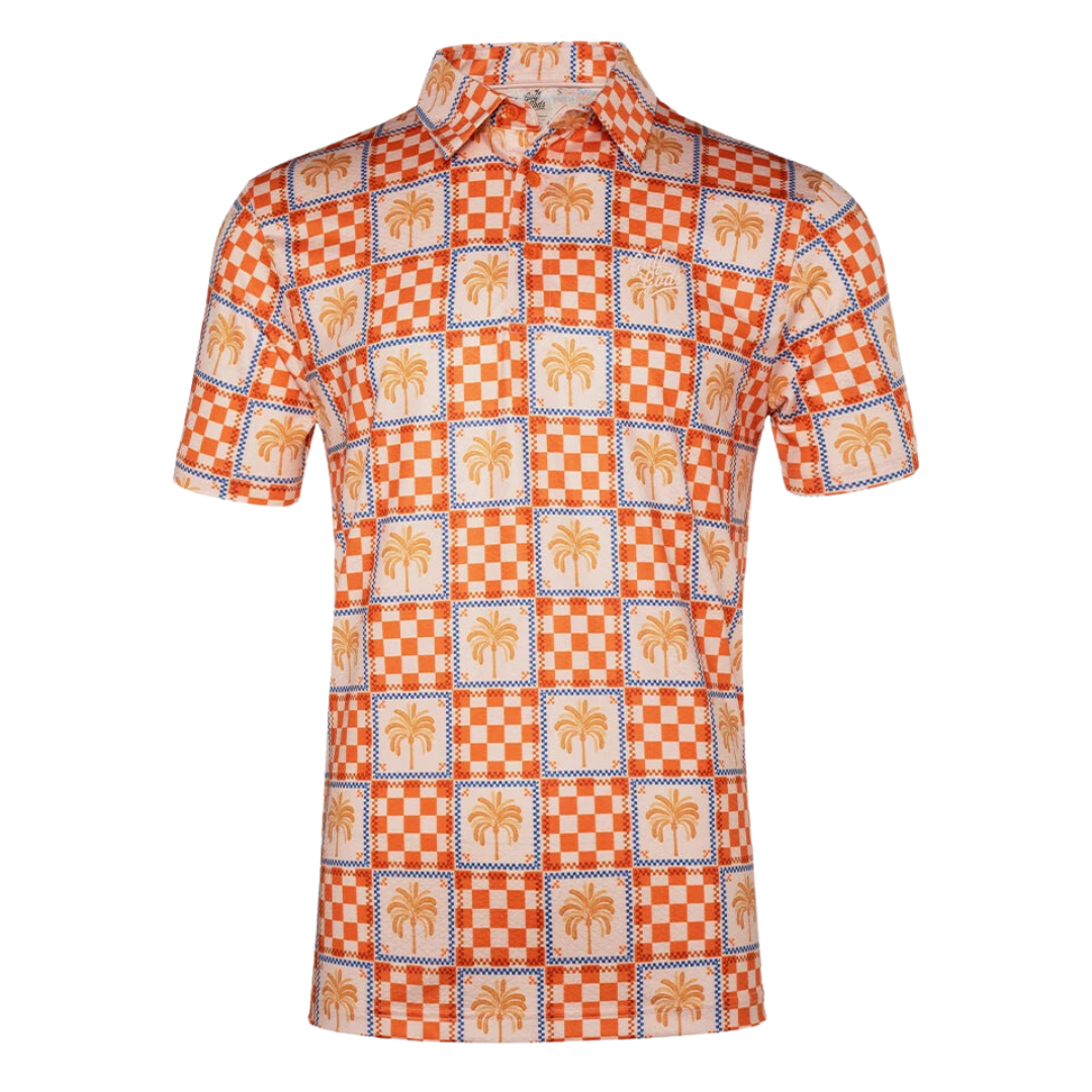 GOLF GODS - GOLF GODS Men's Tropical Check Cool Tech Performance Polo - The Agora Bangkok